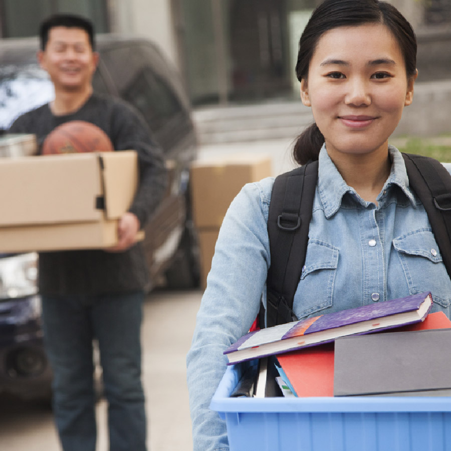 Father and Daughter with moving boxes